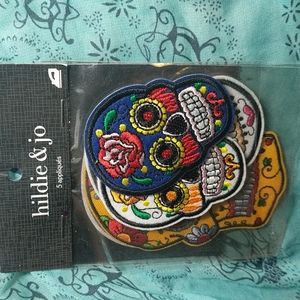 Set of Four NWT Hildie and Jo Sugar Skull appliques.